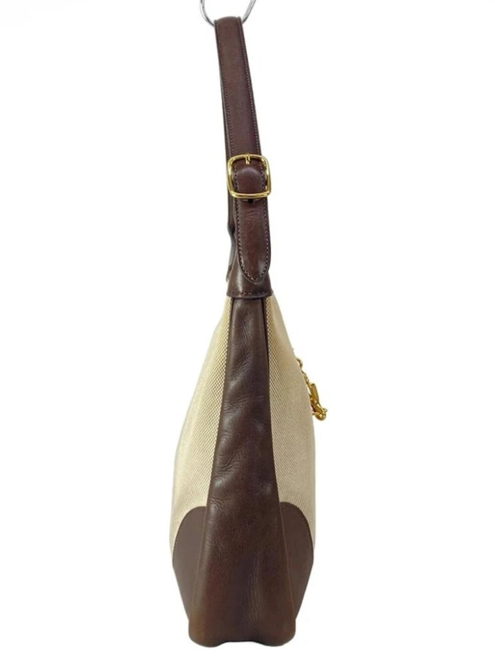 HERMES Trim 31 Cream Dark Brown Toile H Leather Square F Shoulder Bag - Picture 2 of 15